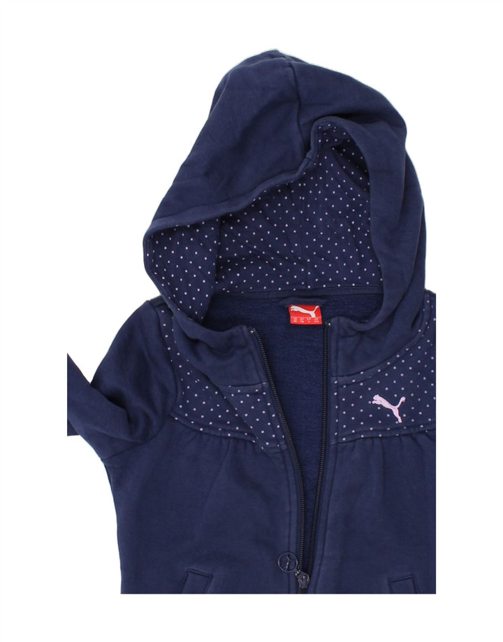 PUMA Girls Zip Hoodie Sweater 5-6 Years Navy Blue Polka Dot Cotton | Vintage Puma | Thrift | Second-Hand Puma | Used Clothing | Messina Hembry 
