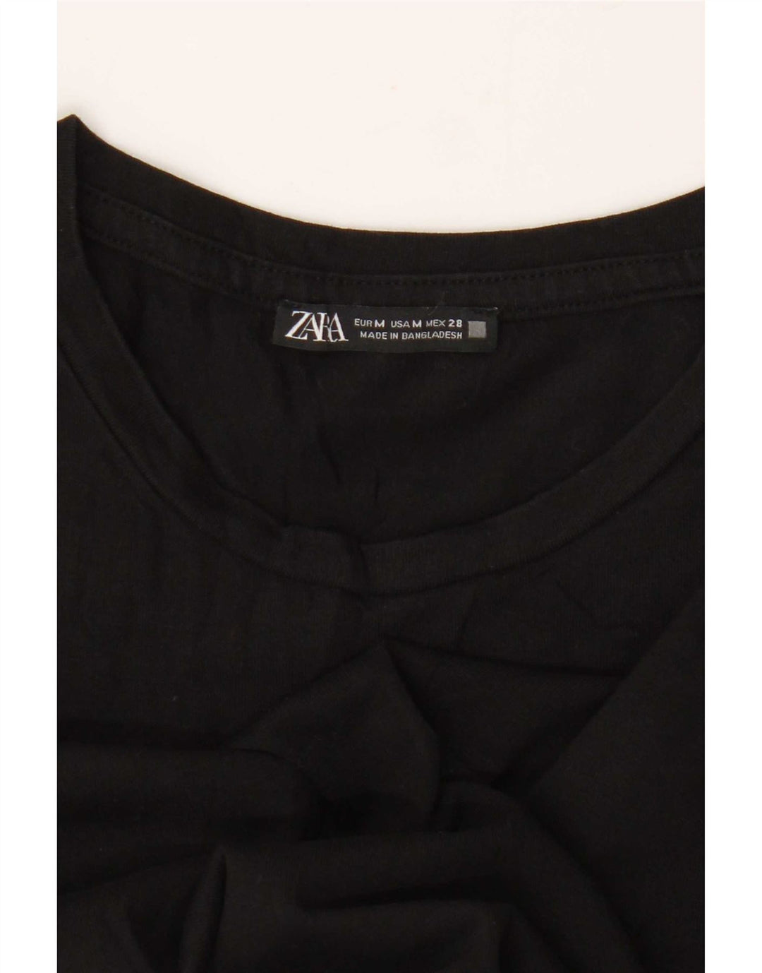 Camiseta Zara Feminina Crop Top UK 12 Médio Preto