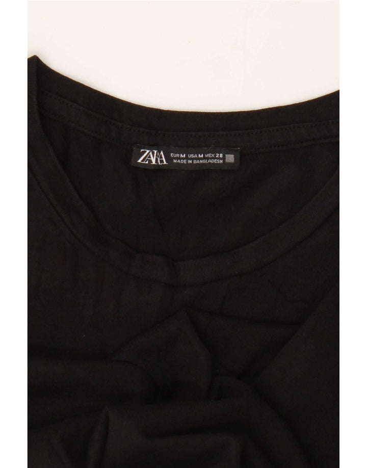 Camiseta Zara Feminina Crop Top UK 12 Médio Preto
