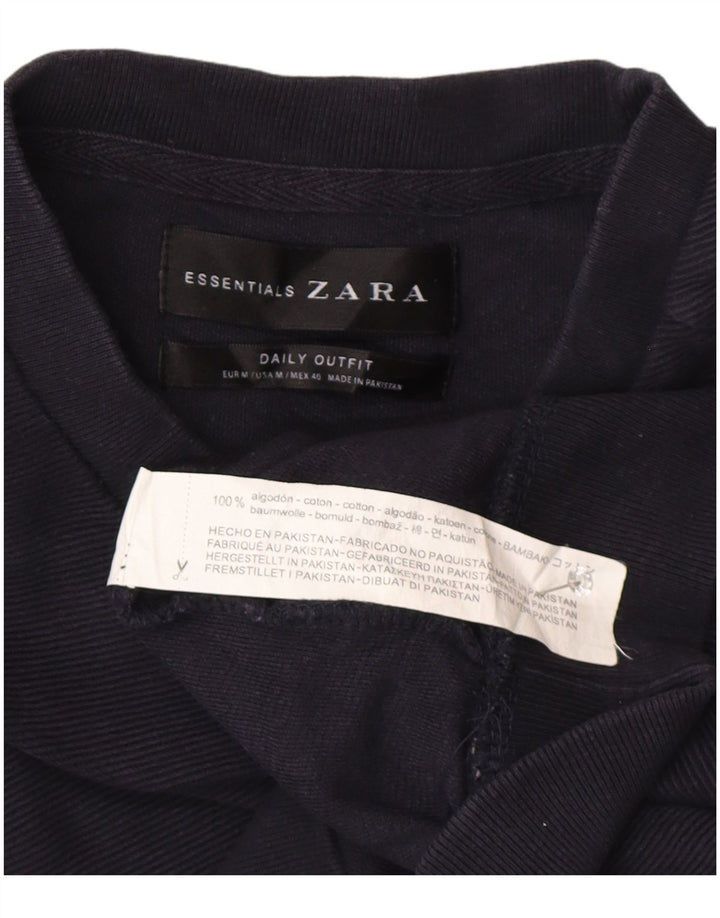 Zara Mens Cargo Shorts Médio Azul Marinho Algodão