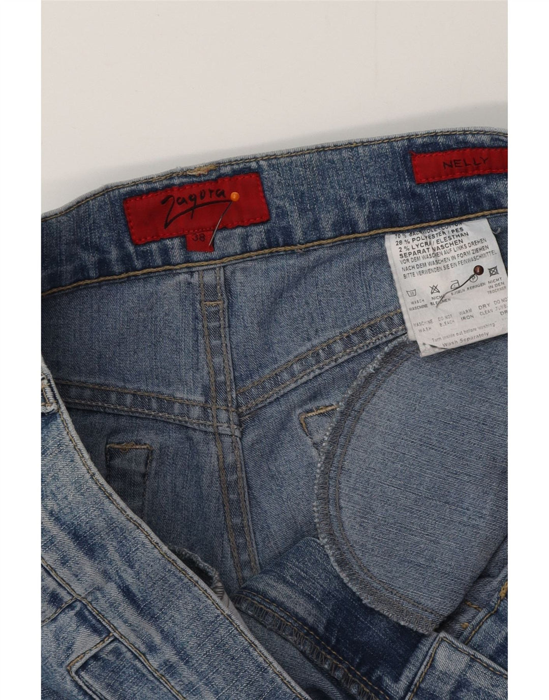 Calça jeans feminina ZAGORA Nelly reta cortada EU 38 médio W32 L24 azul