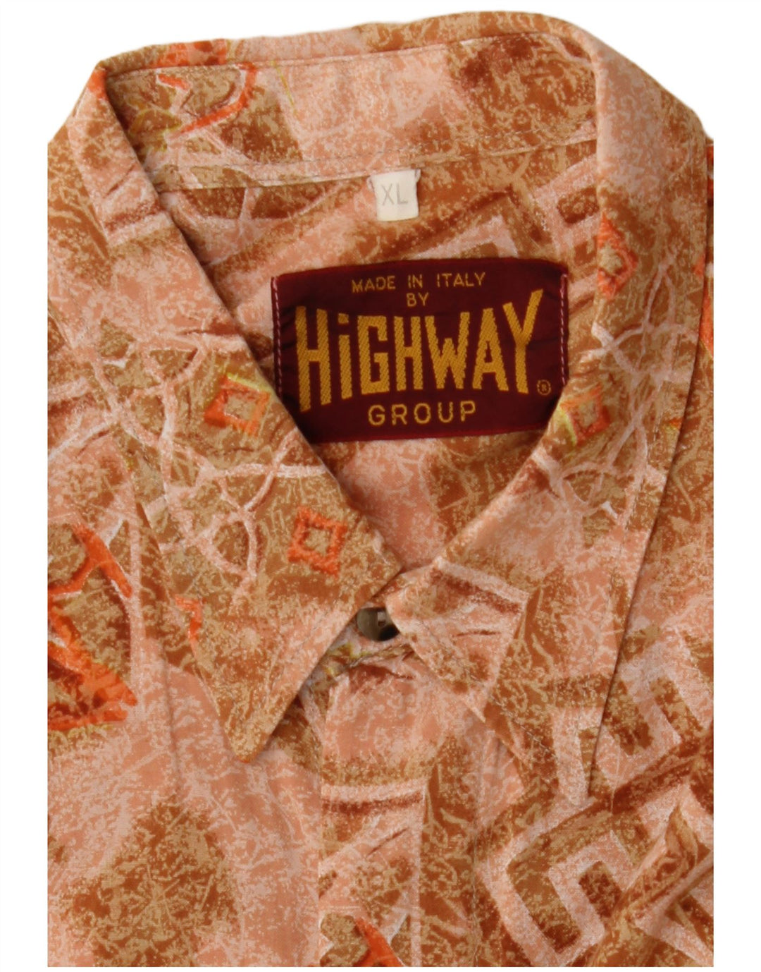 Camisa Masculina Vintage XL Marrom Geométrica