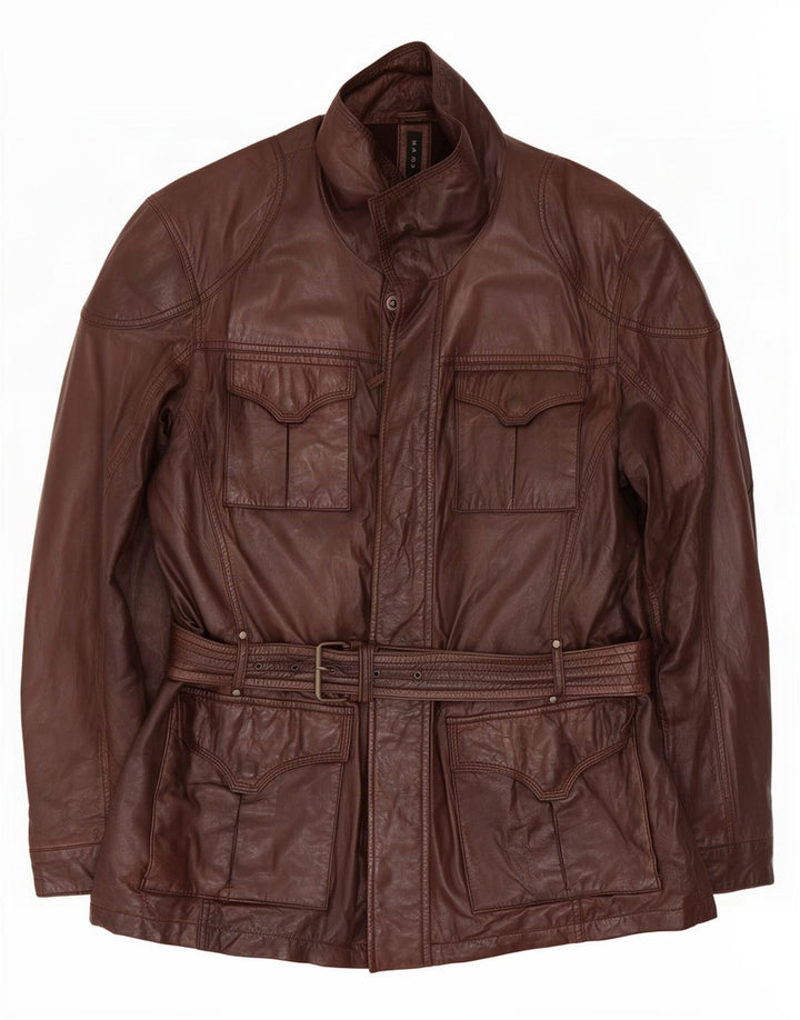 Jaqueta de couro masculina Mauritius IT 56 3XL marrom