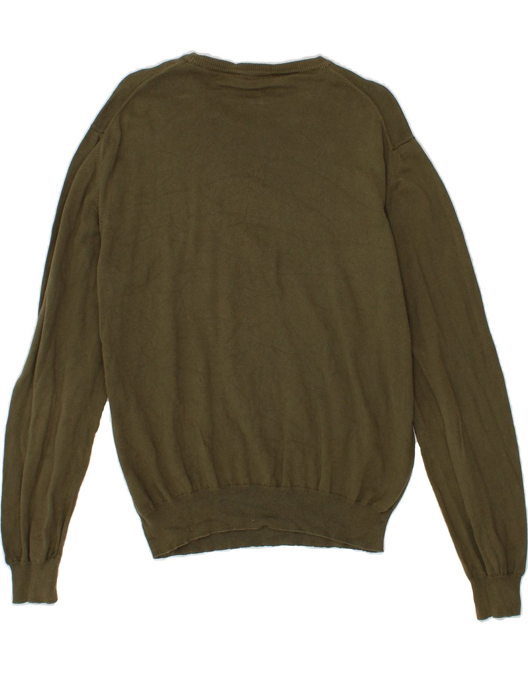 BROOKSFIELD Mens Boat Neck Jumper Sweater IT 50 Large Khaki Cotton Vintage Brooksfield and Second-Hand Brooksfield from Messina Hembry 