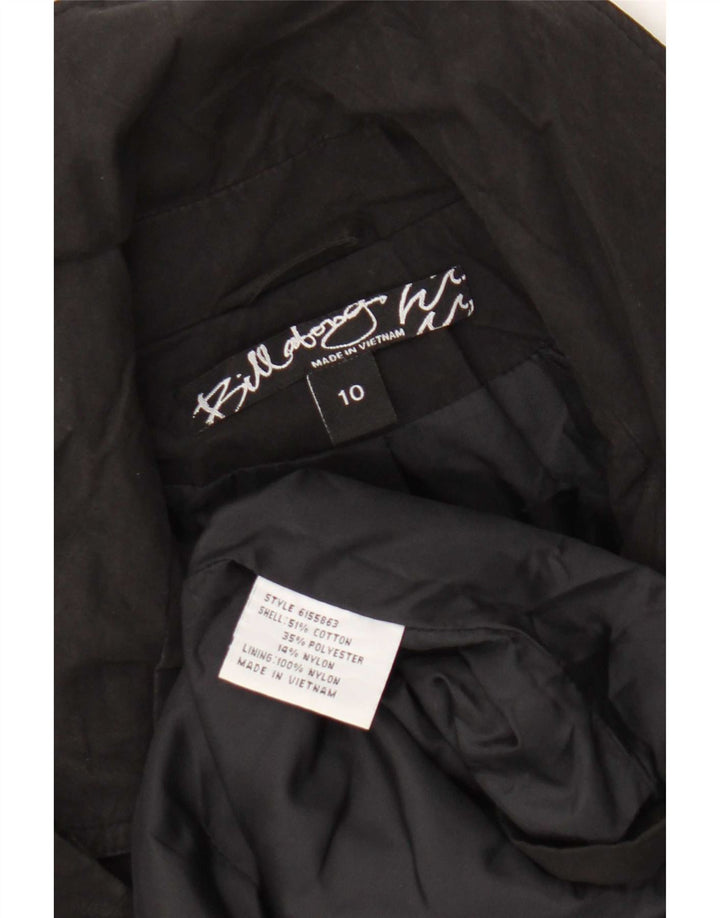 Casaco feminino Billabong com peito duplo UK 10 pequeno algodão preto