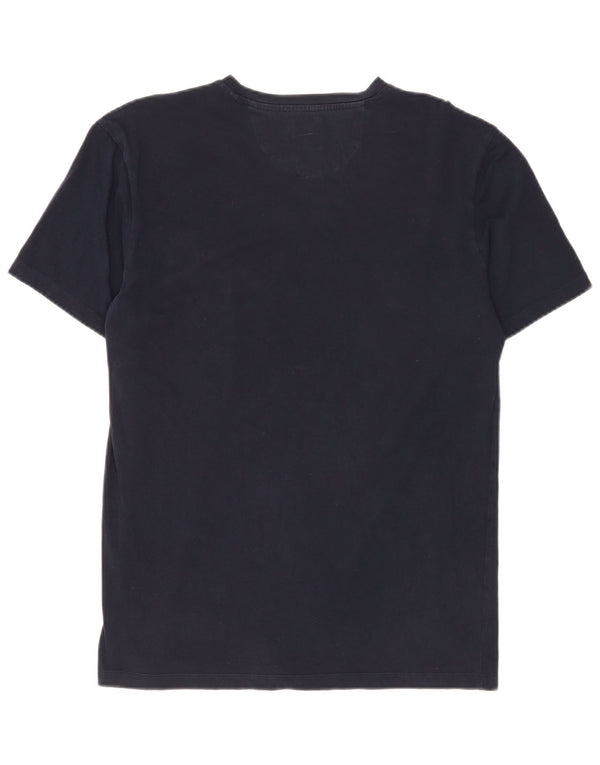 Zara Mens Slim Fit T-Shirt Top XL Azul Marinho Algodão