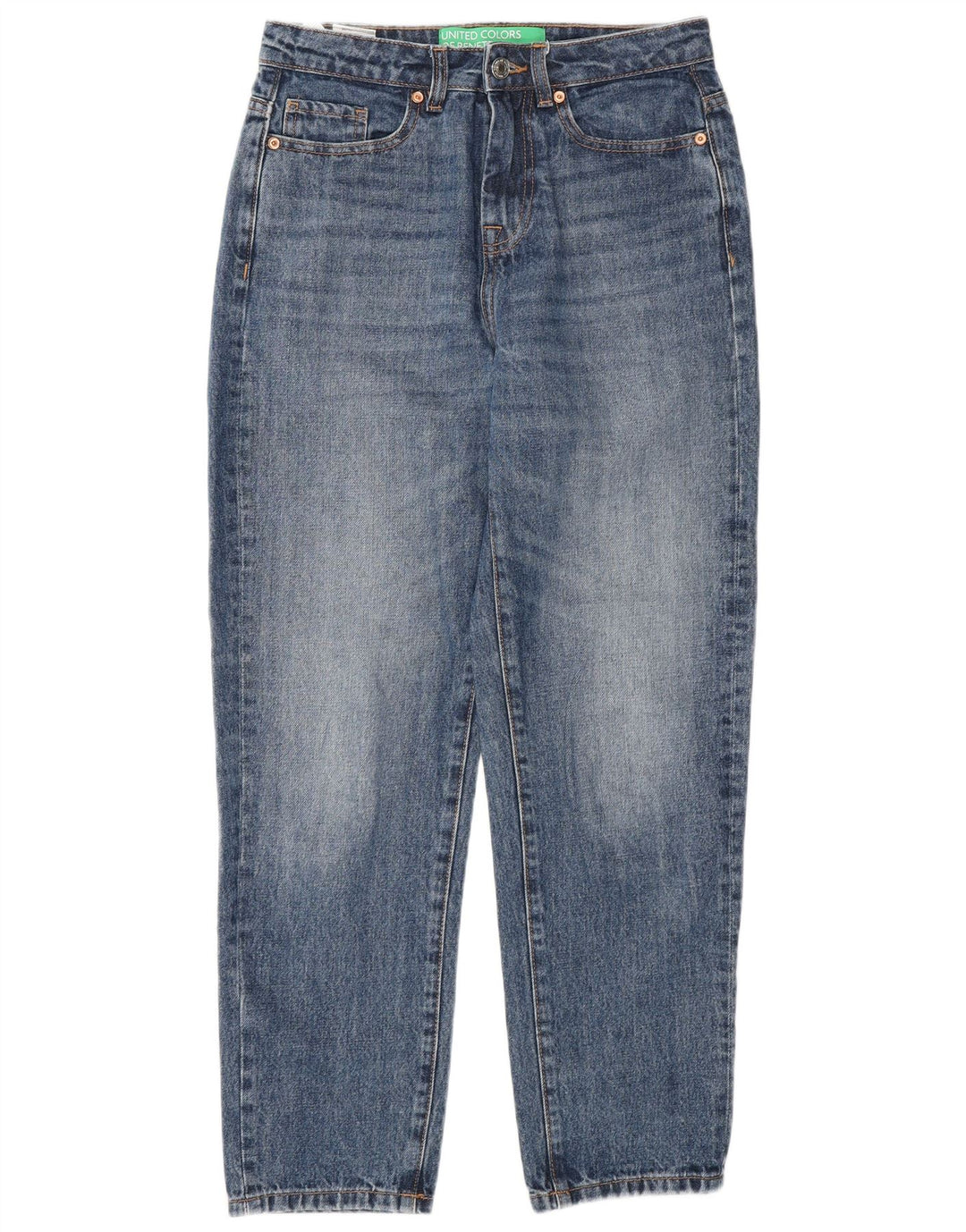 Jeans cônicos femininos BENETTON W26 L27 algodão azul