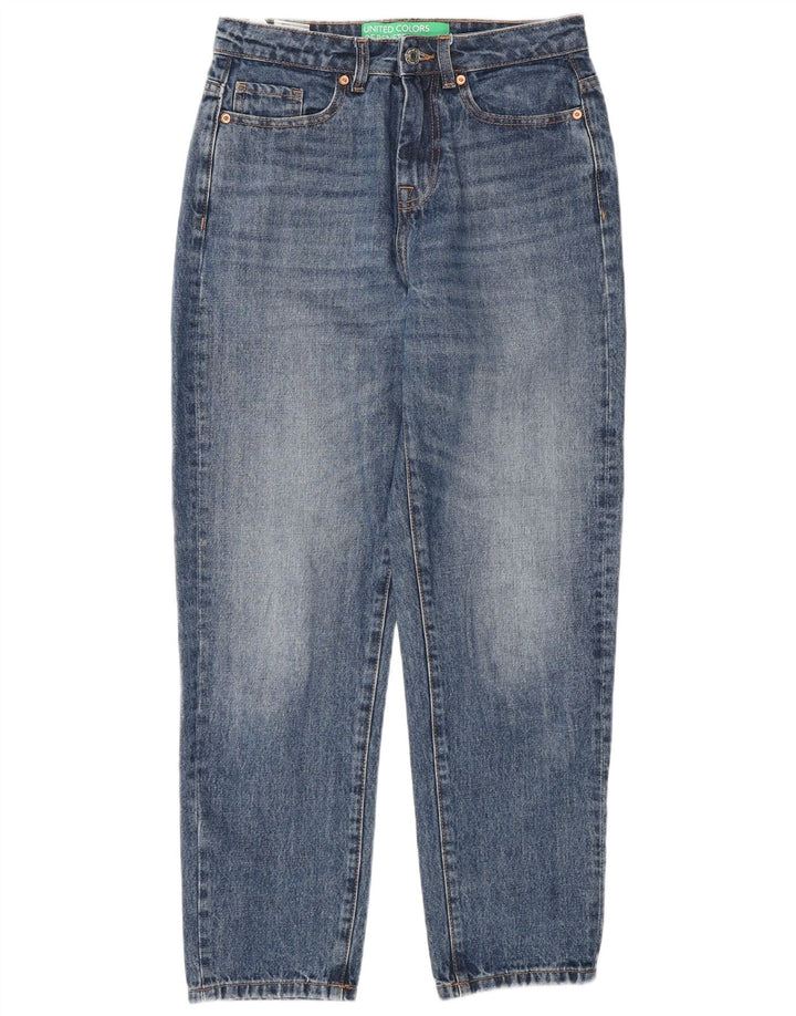 Jeans cônicos femininos BENETTON W26 L27 algodão azul