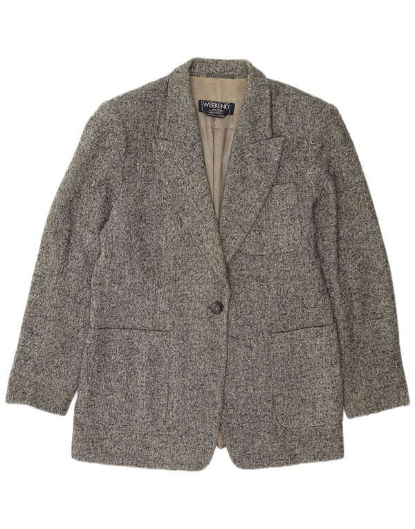 Max Mara Womens Weekend 1 Button Blazer Jacket UK 16 Grande Cinza Flecked