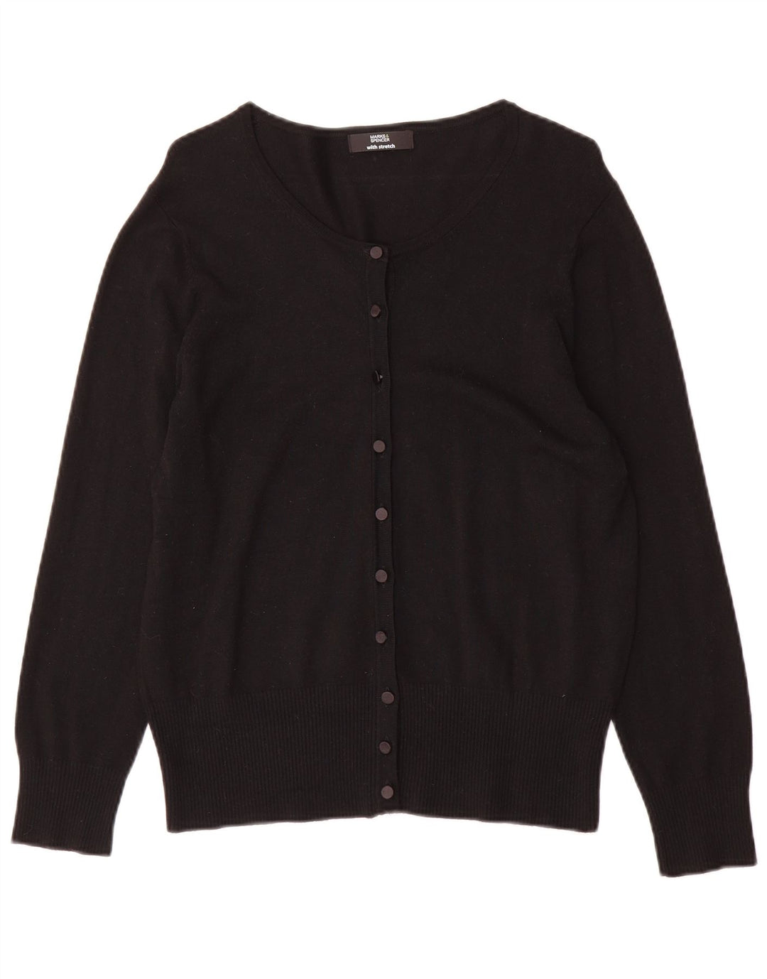 Suéter cardigã feminino Marks & Spencer Reino Unido 16 grande viscose preta