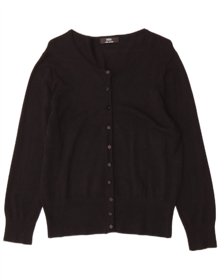 Suéter cardigã feminino Marks & Spencer Reino Unido 16 grande viscose preta