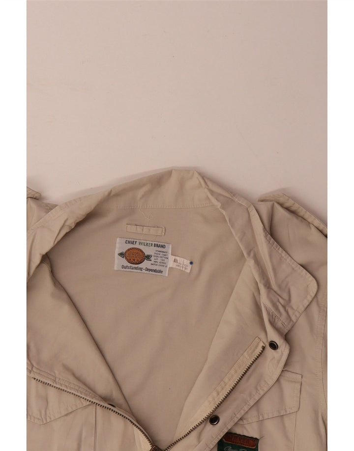Jaqueta militar masculina VINTAGE UK 40 algodão bege grande