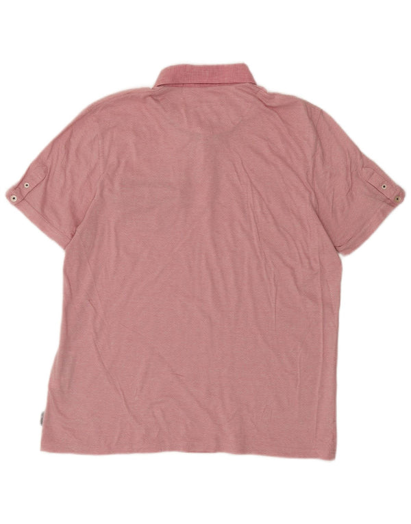 Camisa polo masculina Ted Baker tamanho 4 grande algodão Chevron rosa