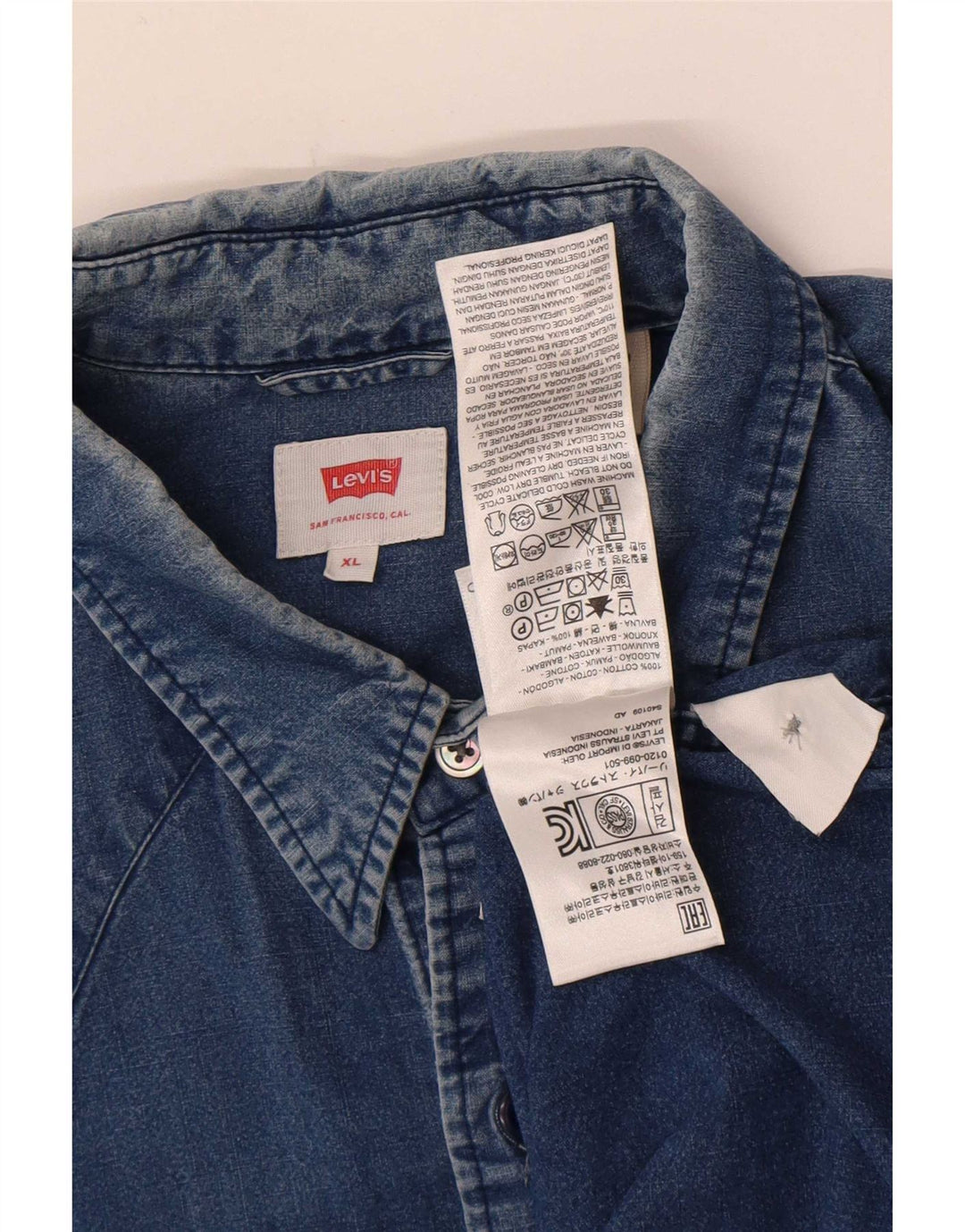 Camisa jeans masculina Levi's XL azul algodão