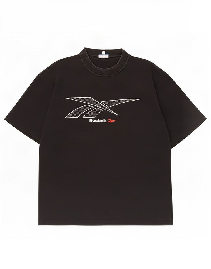 Reebok Mens Graphic T-Shirt Top Médio Algodão Preto