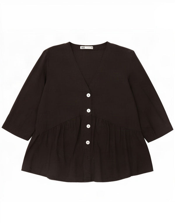 Zara Blusa feminina manga 3/4 Reino Unido 18 XL Preto