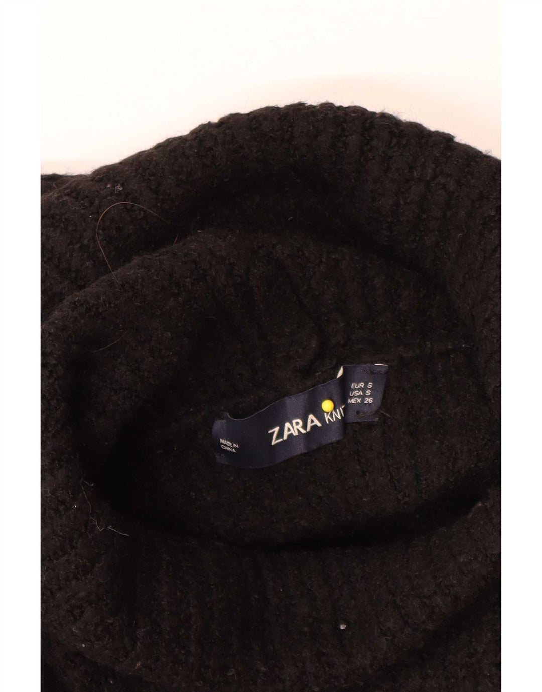 Zara Suéter feminino oversized com gola redonda Reino Unido 10 pequeno acrílico preto