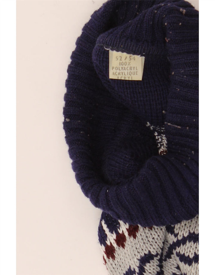 Suéter masculino VINTAGE com gola redonda IT 52/54 grande cinza Fair Isle