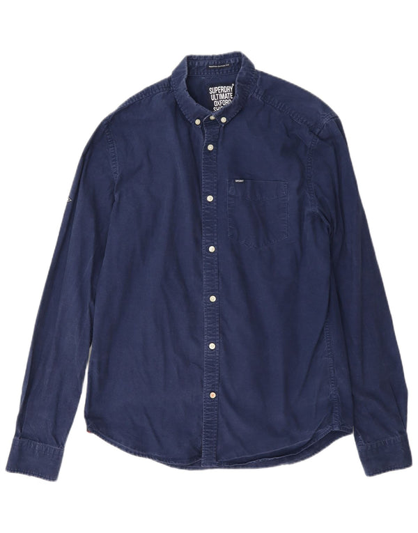 Camisa masculina Superdry Modern Classic Fit média azul marinho algodão