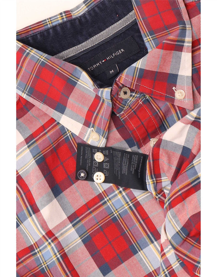Camisa masculina Tommy Hilfiger média vermelha xadrez algodão
