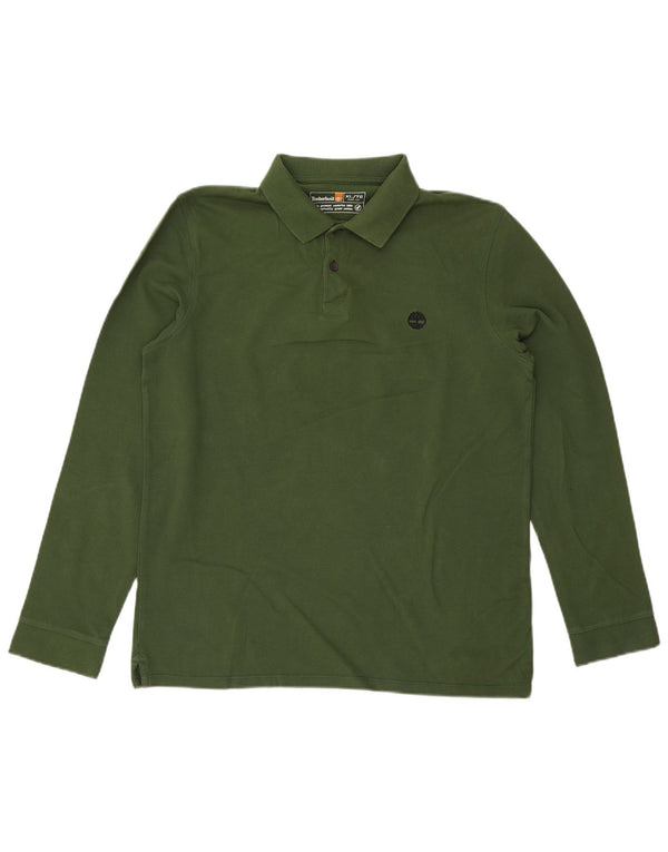 Camisa polo masculina de manga comprida Slim Fit Timberland XL verde algodão