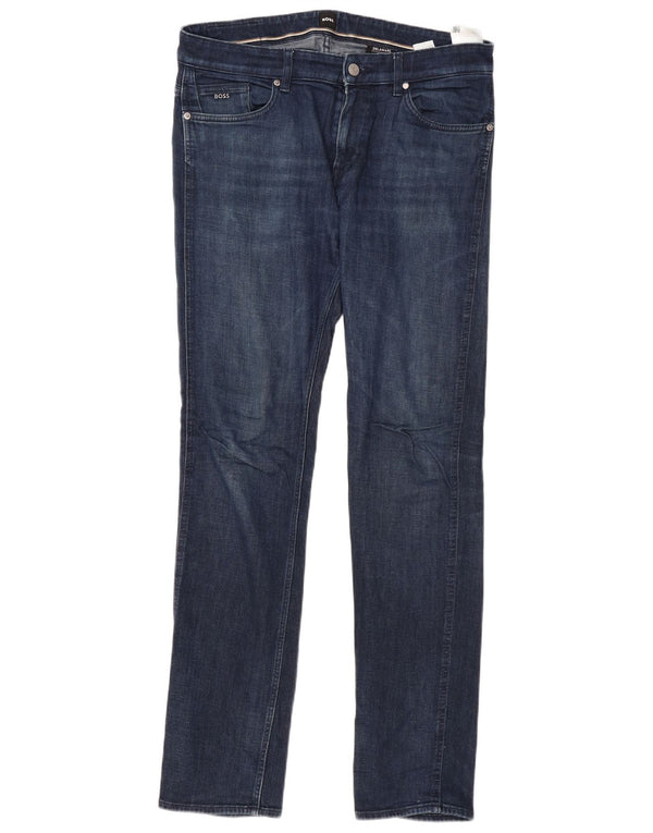 HUGO BOSS Masculino Delaware Slim Jeans W34 L32 Azul Algodão