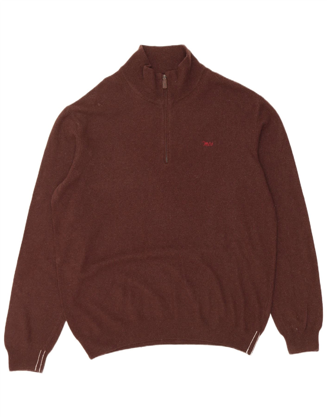 Suéter masculino Marlboro Classics com zíper e gola 2XL lã marrom
