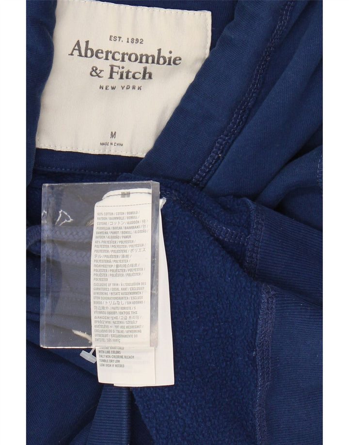 Suéter feminino com capuz gráfico ABERCROMBIE & FITCH Reino Unido 14 médio azul marinho