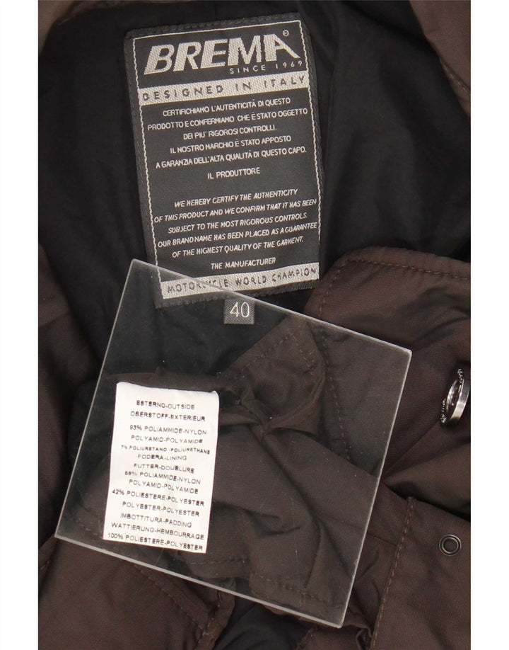 Brema Womens Graphic Double Breasted Jacket IT 40 Small Brown Poliamida