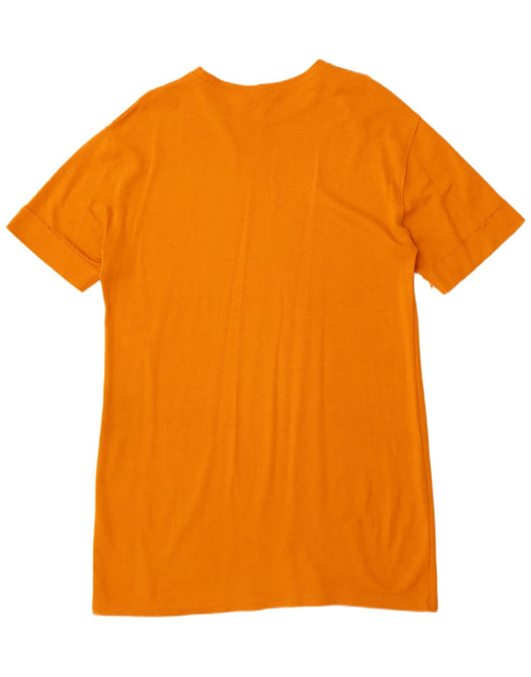 Vestido camiseta feminino Zara Reino Unido 16 grande algodão laranja