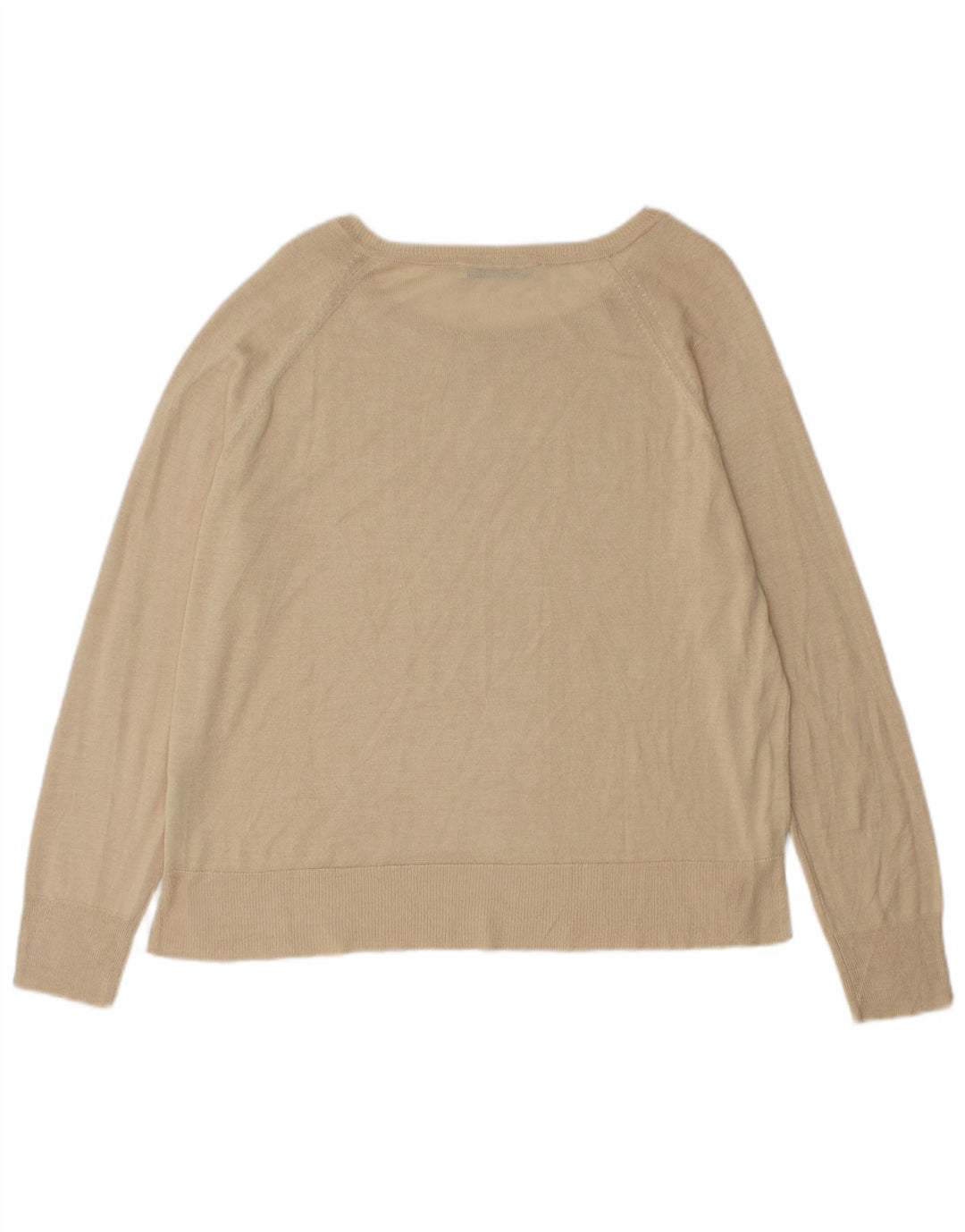 Suéter feminino Zara com gola canoa Reino Unido 14 viscose bege médio