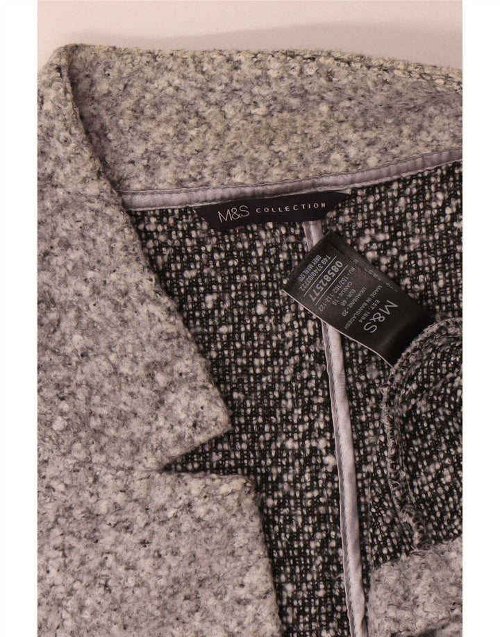 Sobretudo aberto feminino Marks & Spencer UK 20 2XL poliéster manchado cinza