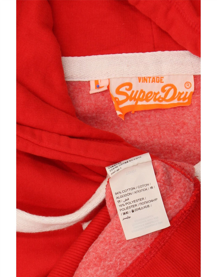 Jumper feminino com capuz gráfico SUPERDRY Reino Unido 16 grande algodão vermelho