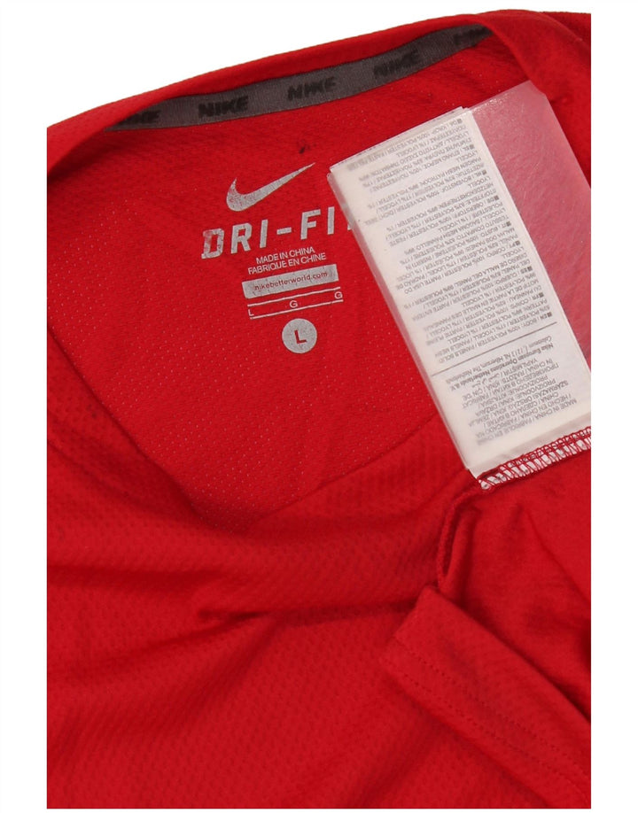 Camiseta masculina Nike Dri Fit Top grande poliéster colorblock vermelho
