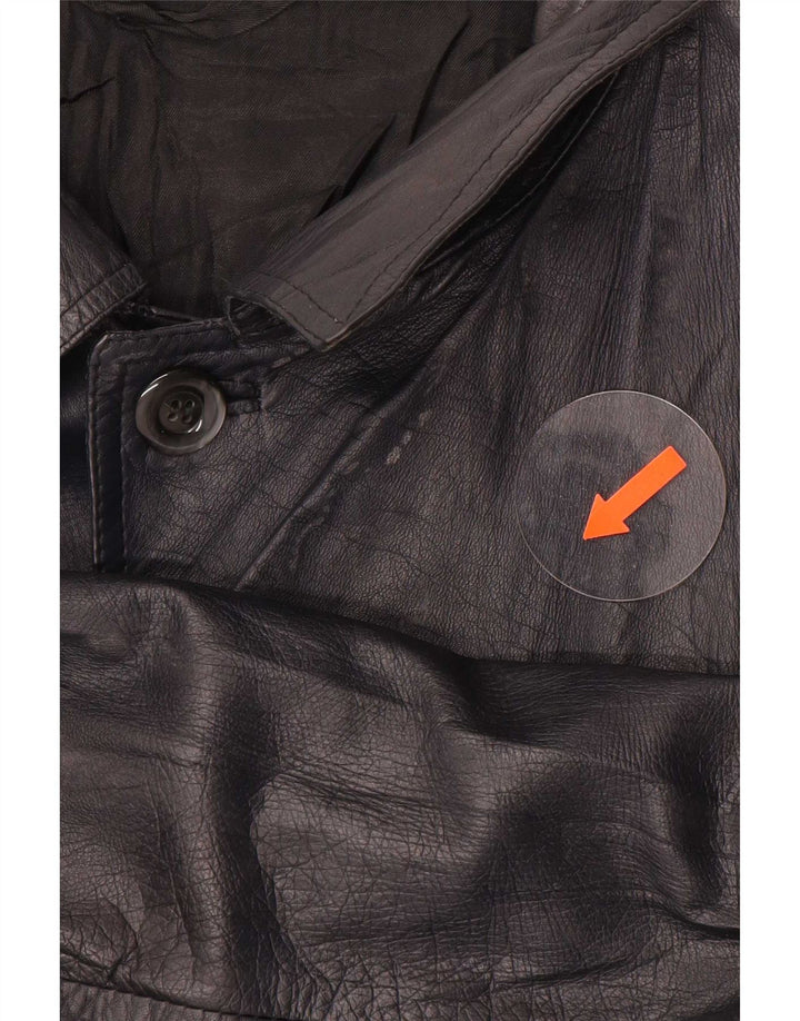 Jaqueta de couro masculina vintage UK 38 bloco colorido preto médio