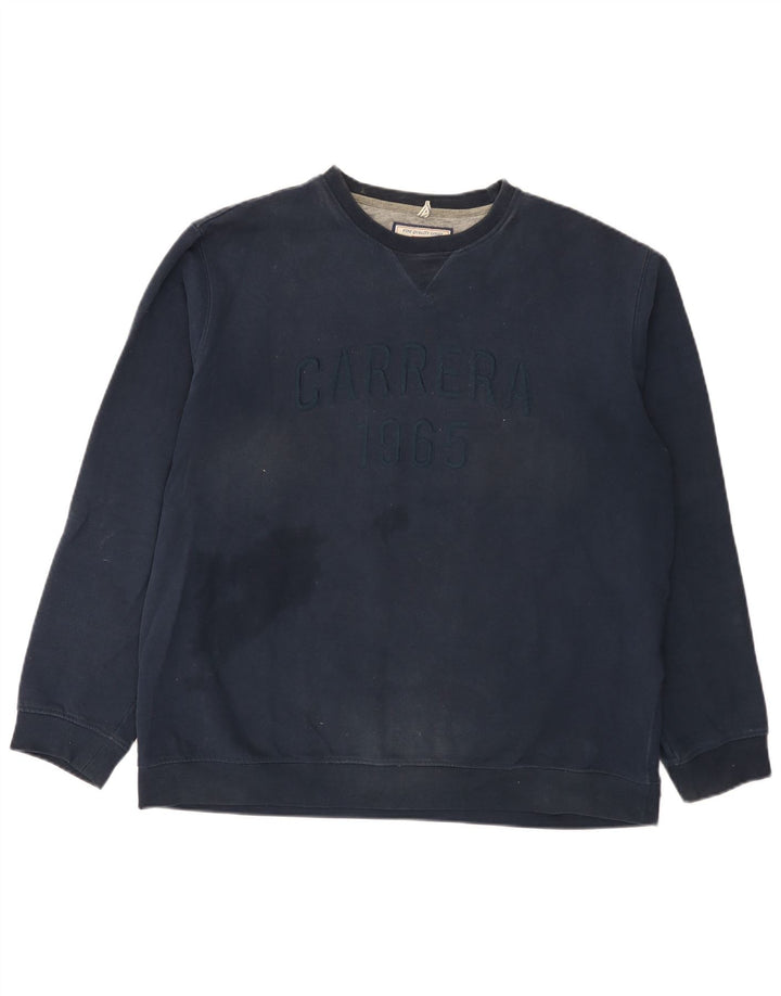 Carrera moletom gráfico masculino jumper 2XL algodão azul marinho
