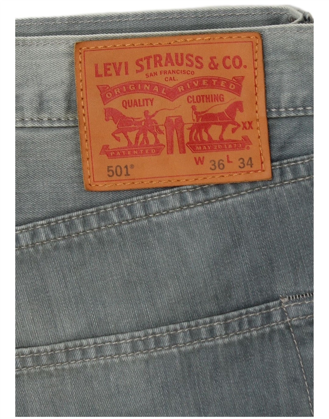 LEVI'S Masculino 501 Straight Jeans W36 L29 Azul Algodão