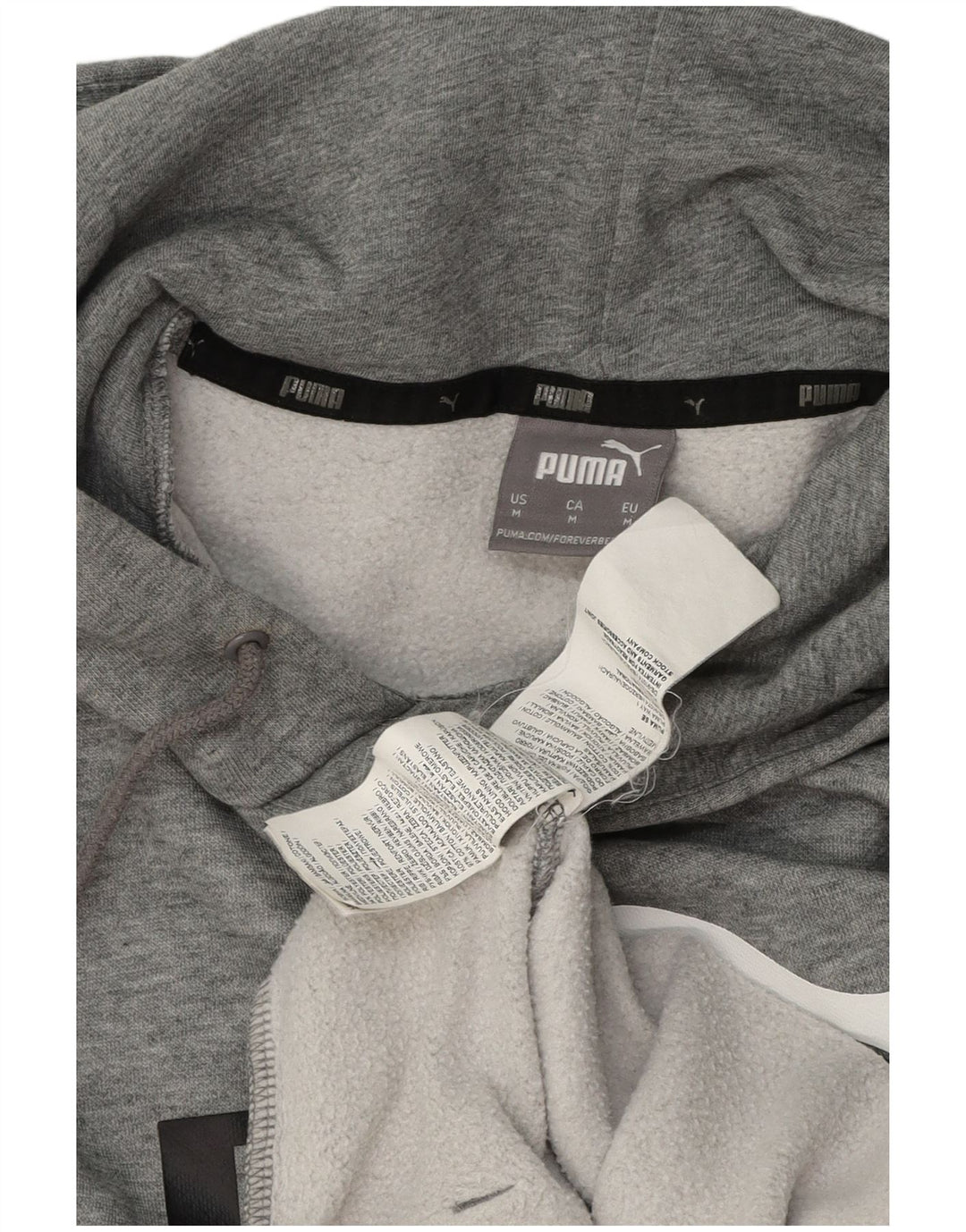 Suéter com capuz gráfico masculino Puma, algodão manchado cinza médio