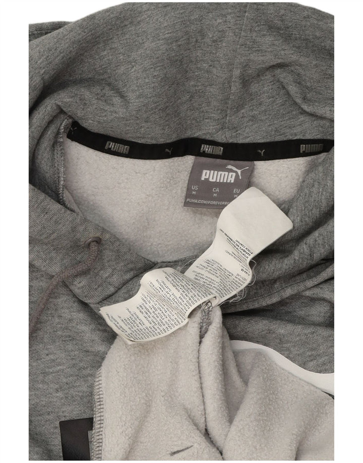 Suéter com capuz gráfico masculino Puma, algodão manchado cinza médio