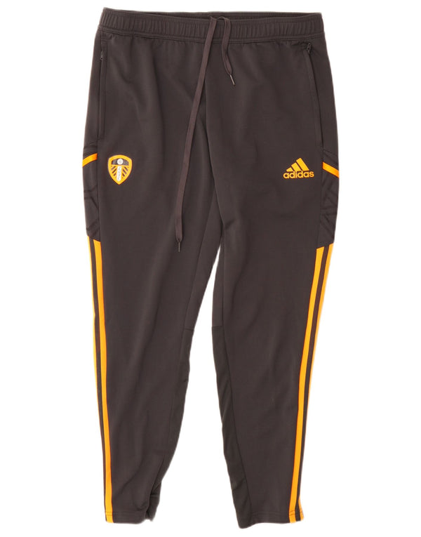 Adidas Mens Leeds United FC Tracksuit Trousers Large Grey Polyester