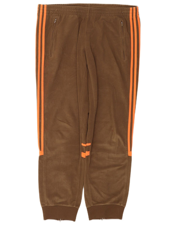 Adidas Womens Fleece Tracksuit Calças Joggers UK 16 Grande Bege Poliéster