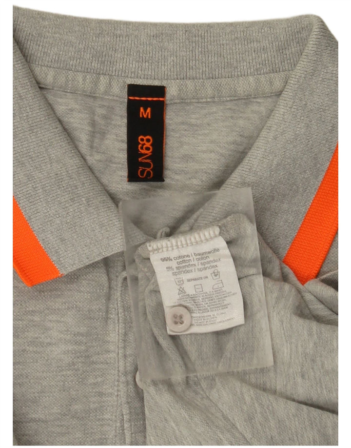 Camisa polo masculina Sun68 de algodão cinza médio