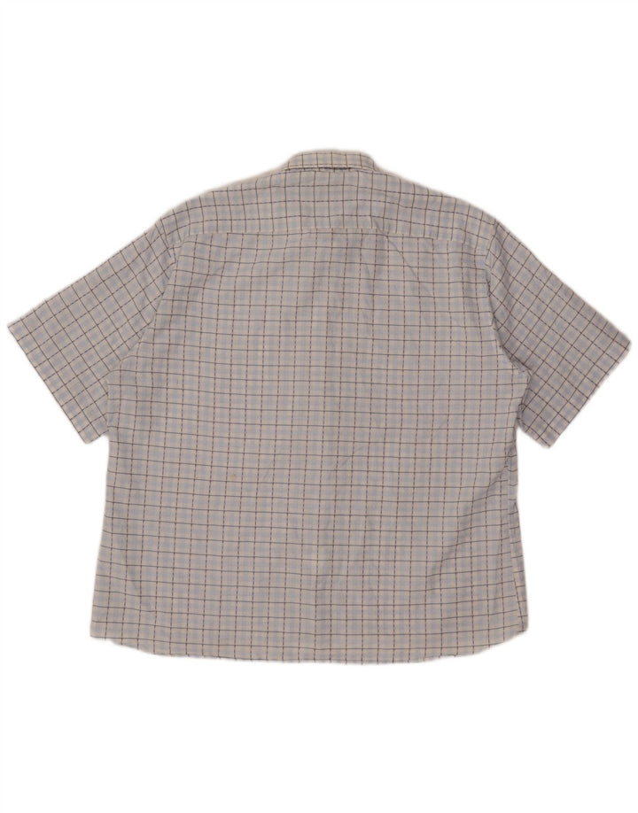 Camisa masculina de manga curta Pierre Cardin tamanho 43 xadrez azul grande