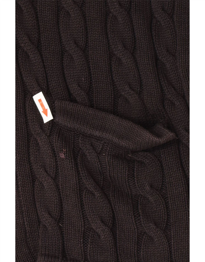 Suéter cardigã masculino Gant pequeno algodão preto
