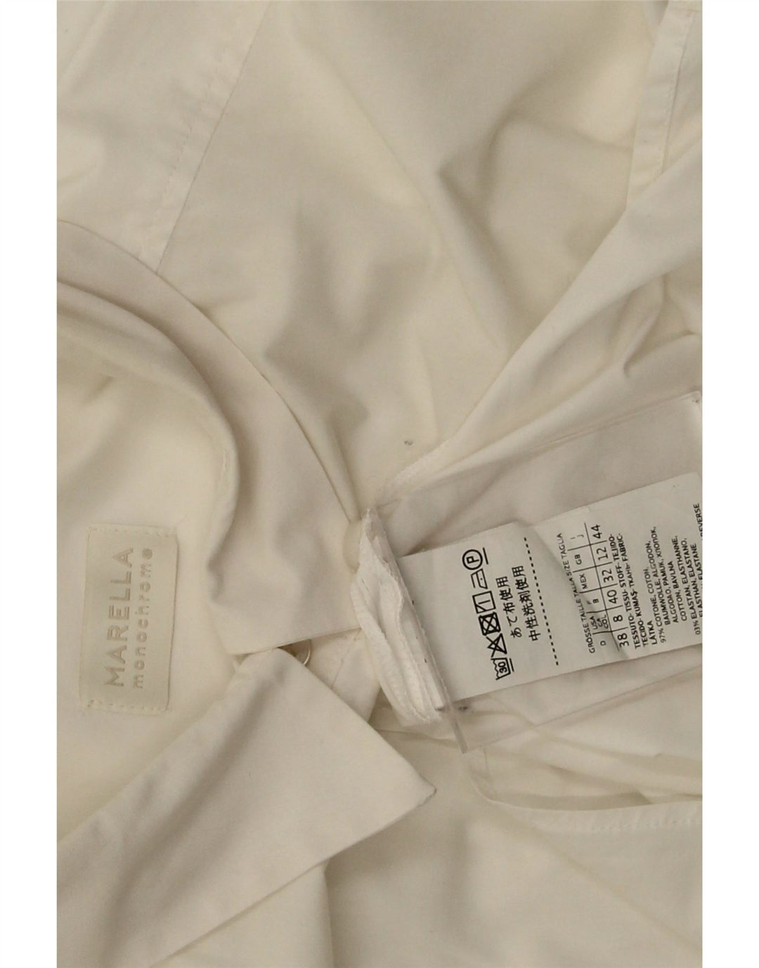 Camisa feminina Marella UK 12 algodão branco médio