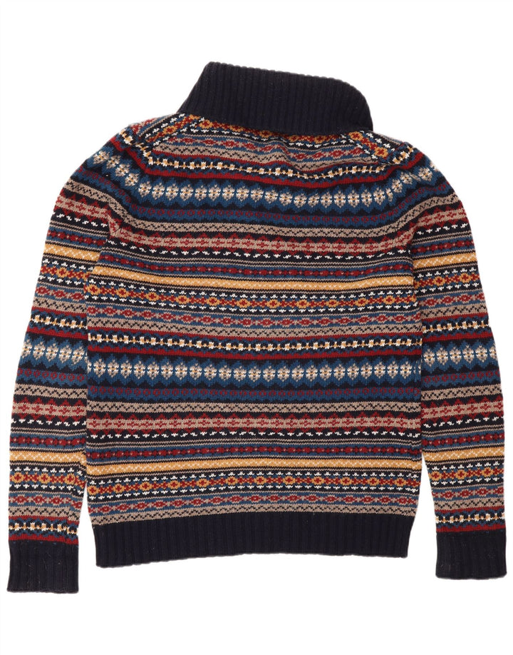 Suéter masculino John Lewis com gola xale médio azul marinho Fair Isle