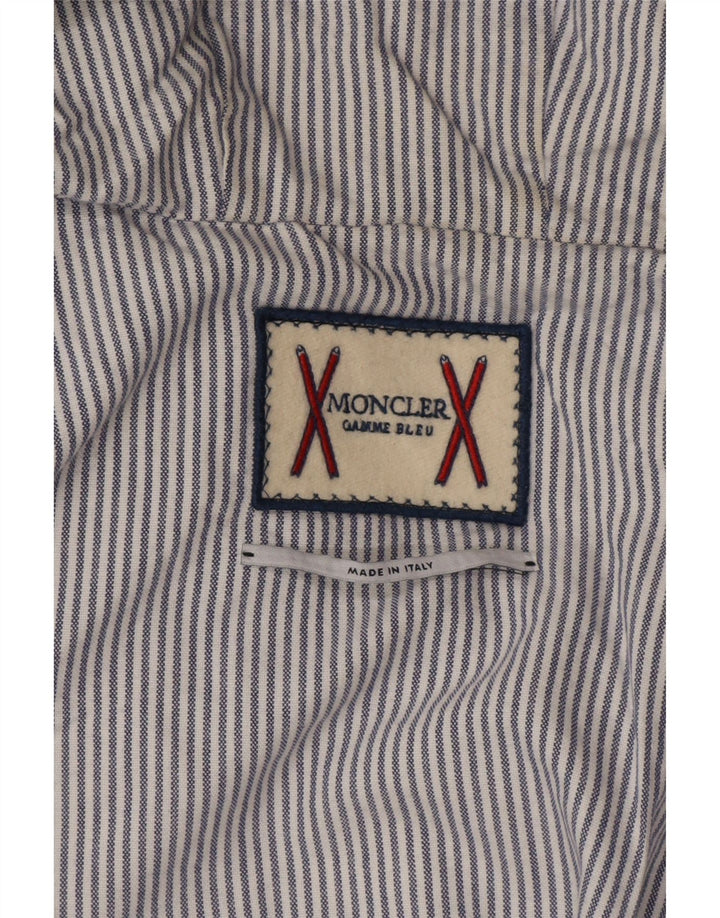 Moncler Jaqueta masculina acolchoada com capuz tamanho 3 grande cinza Colourblock Designer