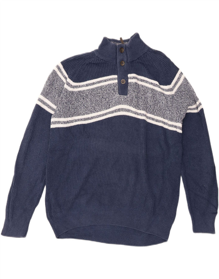 Suéter masculino Marks & Spencer Blue Harbor com zíper e gola grande bloco colorido