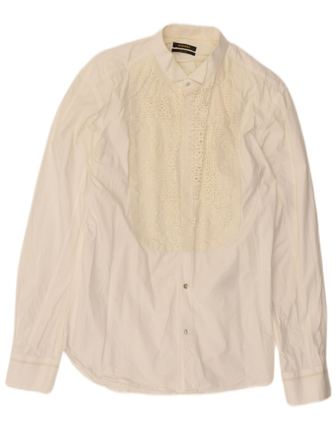 DIESEL Camisa masculina smoking XL algodão geométrico branco