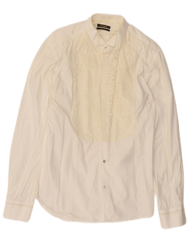 DIESEL Camisa masculina smoking XL algodão geométrico branco